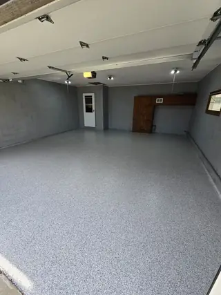 Finished flake epoxy two-car garage