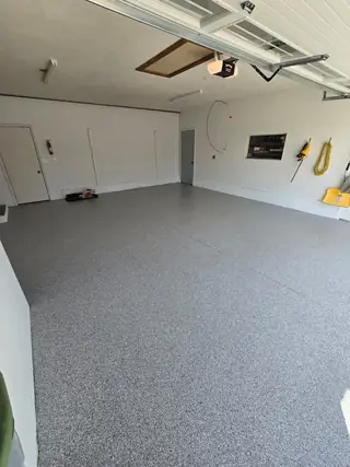Completed flake epoxy garage floor