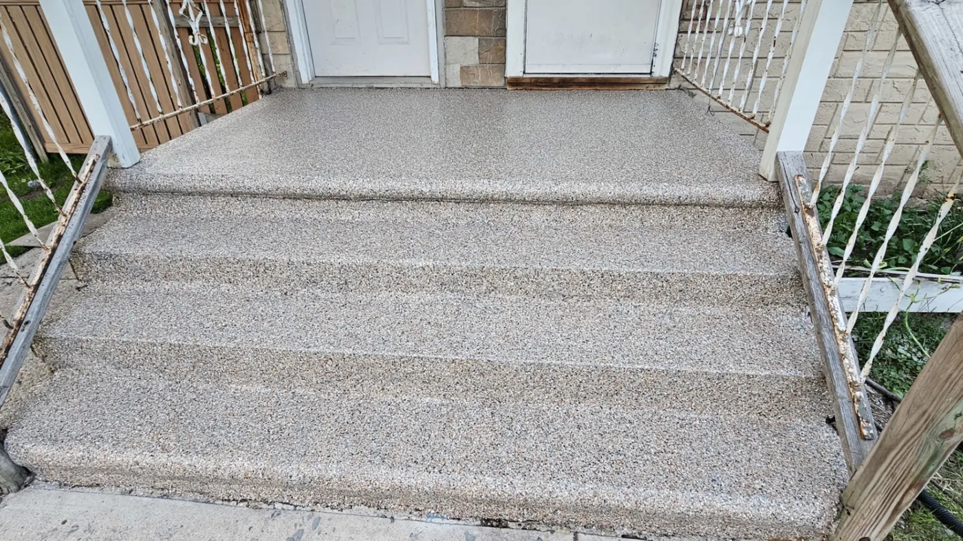 Decorative coated front steps and patio